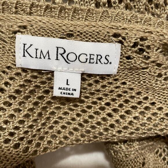 Kim Rogers Brown Cardigan Size Large Knitted Lace Open Front - Picture 4 of 8